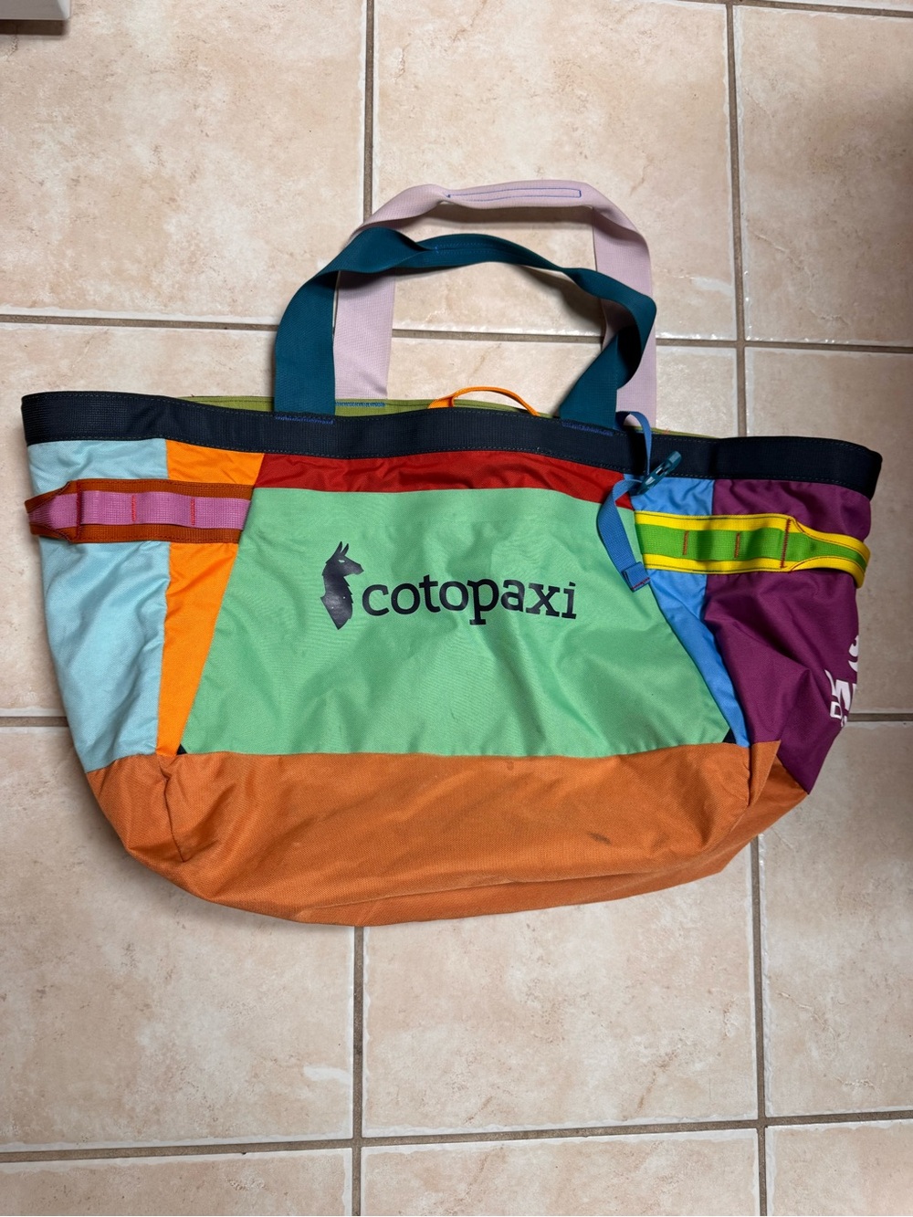 cotopaxi Multicolor Tote Bag with Orange Center and Rust Base - Picture 4 of 16